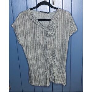 Hugo Boss Herringbone Cowl Neck Gathered Shirt Medium Large Classic Career